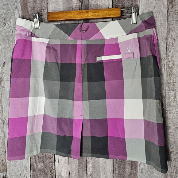 IZOD Golf Skort Plaid Shorts Skirt Lavender Pink Gray women's size 10 - Picture 2 of 6